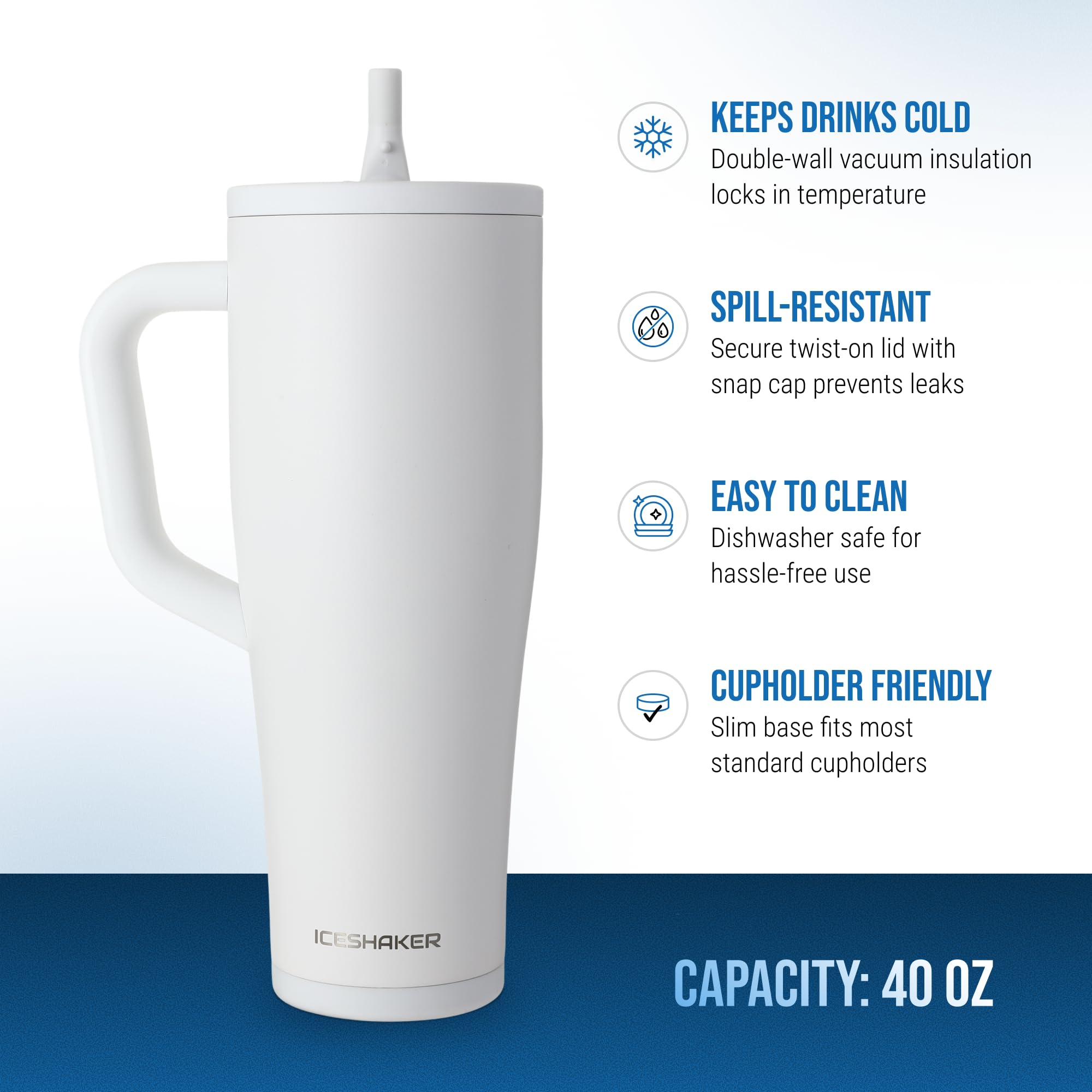 Amazon.com | Ice Shaker 40 oz Tumbler with Handle and Straw | 40oz